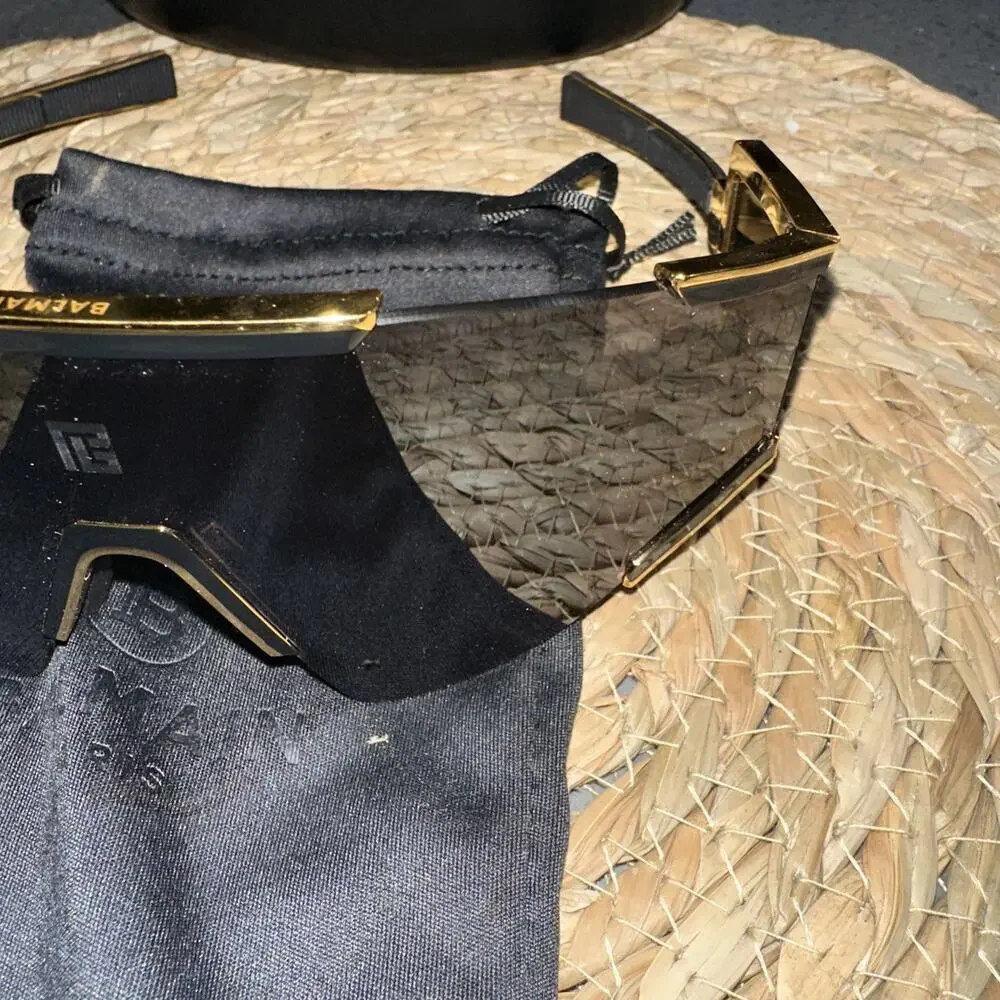 Balmain Unisex Fleche Sunglasses Gold Black ABPS138 New